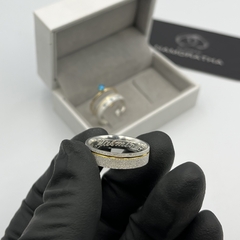 Aliança 5mm c/ 6 pedras em zircônia (acabamento estrelado) | PRATA 950 - comprar online