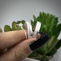 Aliança 4mm c/ 15 pedras (detalhes diamantados) | PRATA 950