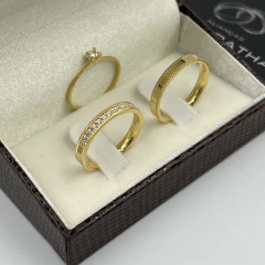 aliança 3mm recartilhada (15 pedras e banhada a ouro 18k) | PRATA 950 - comprar online