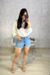Short Feminino Boyfriend Barra Desfiada Liso
