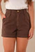 Short Linho Feminino Com Pinça Marrom na internet