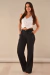 Calça Wide Leg Preta Linho - comprar online