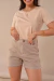 Imagem do Short Feminino Brim Bolso Faca Bege