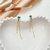 Brinco de zircônia de coração esmeralda com franjas - Ref. BR133