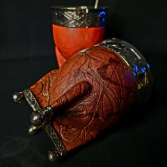 Mate Imperial línea PREMIER con cuero repujado. Incluye bombillón cincelado. - buy online