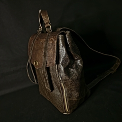 Mochila de cuero oiginal gris acero combinada. - tienda online
