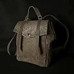 Mochila de cuero oiginal gris acero combinada. - (copia)