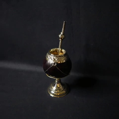Mate Cáliz de calabaza y alpaca cincelada. Sin bombilla.