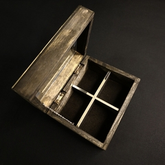 Caja de té de madera y alpaca. 4 compartimentos. - comprar online