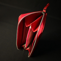 Fichero/Billetera de dama en cuero original. Color Rojo . - Distinguida Tradición | Marroquinería y Platería Criolla | Regalos exclusivos | San Rafael Mendoza