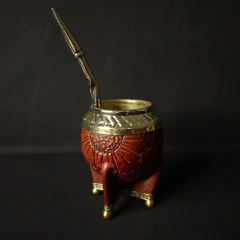 Mate Torpedo, línea PREMIER cuero repujadp con bombillón. de alpaca . - online store