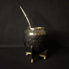 Mate Torpedo, línea PREMIER cuero repujadp con bombillón. de alpaca . - Distinguida Tradición | Marroquinería y Platería Criolla | Regalos exclusivos | San Rafael Mendoza