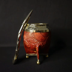 Mate Torpedo, línea PREMIER cuero repujadp con bombillón. de alpaca . - buy online
