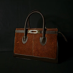 Cartera de cuero combinada modelo Hermes.