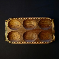Bandeja Copetinera taraceada en madera y alpaca . - comprar online