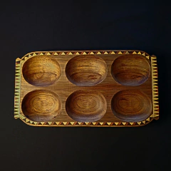 Bandeja Copetinera modelo Hoja en madera y alpaca . - (copia) - buy online