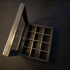 Caja de té de madera, alpaca y tejido artesanal. 12 compartimentos - comprar online