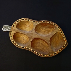 Bandeja Copetinera modelo Hoja en madera y alpaca . - Distinguida Tradición | Marroquinería y Platería Criolla | Regalos exclusivos | San Rafael Mendoza
