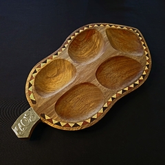 Bandeja Copetinera modelo Hoja en madera y alpaca . - comprar online