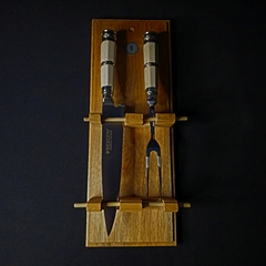 Juego de cuchillo y tenedor parrillero. - Distinguida Tradición | Marroquinería y Platería Criolla | Regalos exclusivos | San Rafael Mendoza