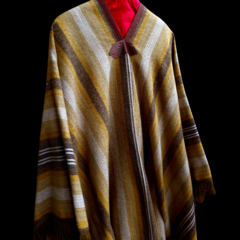 Poncho pesado frisado lana natural. - tienda online