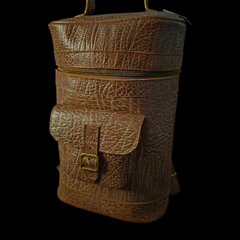 Mochila porta termo de cuero grande .