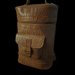 Mochila porta termo de cuero grande .