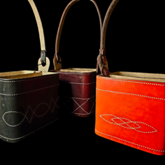 Canasta matera de cuero original. Rojo. - comprar online