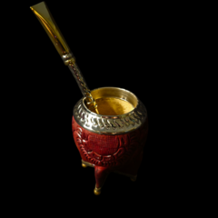 Mate Torpedo línea PREMIER con cuero repujado y bombillón de alpaca pesado. - Distinguida Tradición | Marroquinería y Platería Criolla | Regalos exclusivos | San Rafael Mendoza