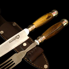 Juego de asado personal gallonada doble - Distinguida Tradición | Marroquinería y Platería Criolla | Regalos exclusivos | San Rafael Mendoza