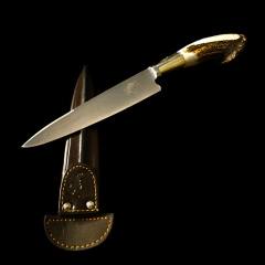 Cuchillo criollo roseta encabado en asta y alpaca - comprar online
