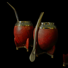 Mate Torpedo Uruguayo, línea Premier cuero liso con bombillón alpaca . - tienda online