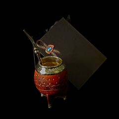 Mate Torpedo línea PREMIER con cuero repujado y bombillón de alpaca pesado. - comprar online