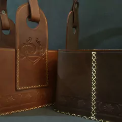 Canasta matera de cuero original - Distinguida Tradición | Marroquinería y Platería Criolla | Regalos exclusivos | San Rafael Mendoza