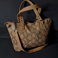 Cartera de dama cuero original con cadena bronce. - tienda online