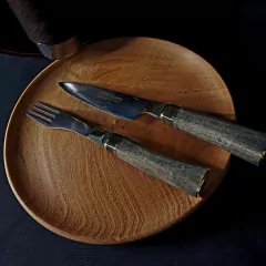 Juego de asado con estuche de cuero. - Distinguida Tradición | Marroquinería y Platería Criolla | Regalos exclusivos | San Rafael Mendoza