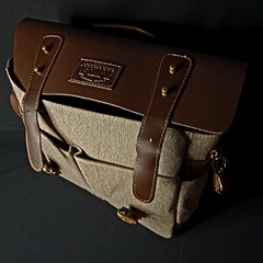 Morral de cuero engrasado y canvas Vintage - buy online