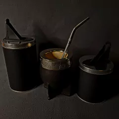 Juego de mate Imperial premium con bombillón, azucarera y yerbera. - comprar online