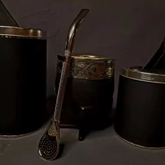 Juego de mate Imperial premium con bombillón, azucarera y yerbera. - loja online