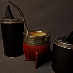 Juego de mate Imperial premium con bombillón, azucarera y yerbera. na internet