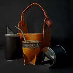 Canasta matera Imperial completa de cuero original. - online store