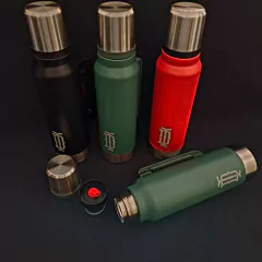 Termo de acero inoxidable 1,2 L. Manija rebatible - Distinguida Tradición | Marroquinería y Platería Criolla | Regalos exclusivos | San Rafael Mendoza