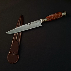 Cuchillo Airon Solingen encabado en madera gallonada con alpaca .