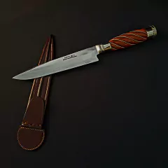 Cuchillo Airon Solingen encabado en madera gallonada con alpaca .