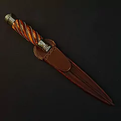 Image of Cuchillo Airon Solingen encabado en madera gallonada con alpaca .