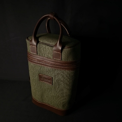 Porta termo mochila en cuero original y canvas. - comprar online