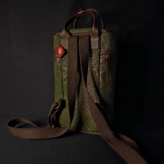 Porta termo mochila en cuero original y canvas. - tienda online