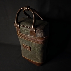 Imagen de Porta termo mochila en cuero original y canvas.