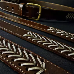 Cinturones bordados con hebilla de bronce . on internet
