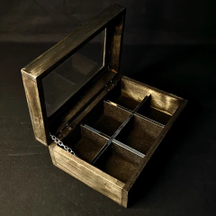 caja de té de madera y alpaca 6 compartimentos. - buy online